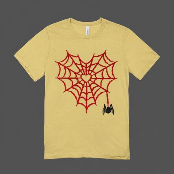 Heart Spider Web T-shirt Beige
