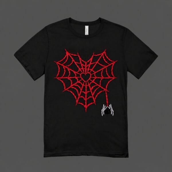 Heart Spider Web T-shirt Black
