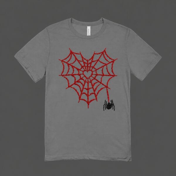 Heart Spider Web T-shirt Grey