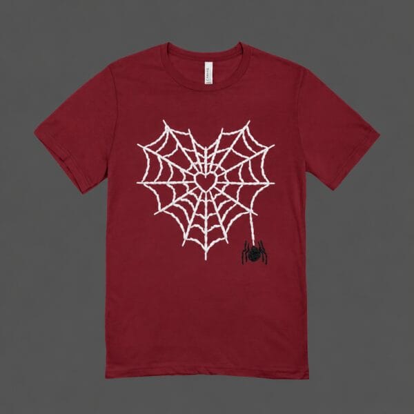 Heart Spider Web T-shirt Maroon
