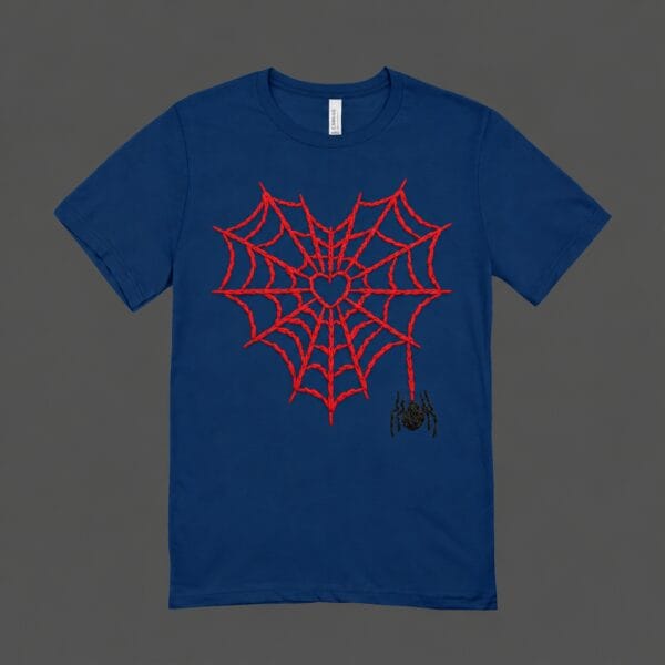 Heart Spider Web T-shirt Navy Blue