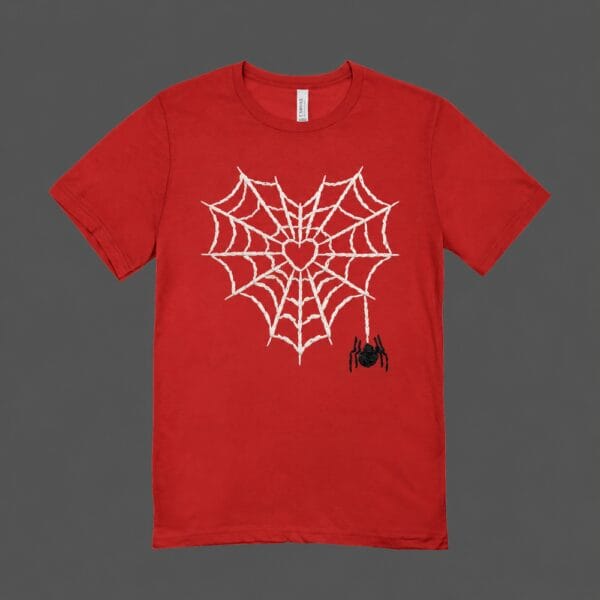 Heart Spider Web T-shirt Red