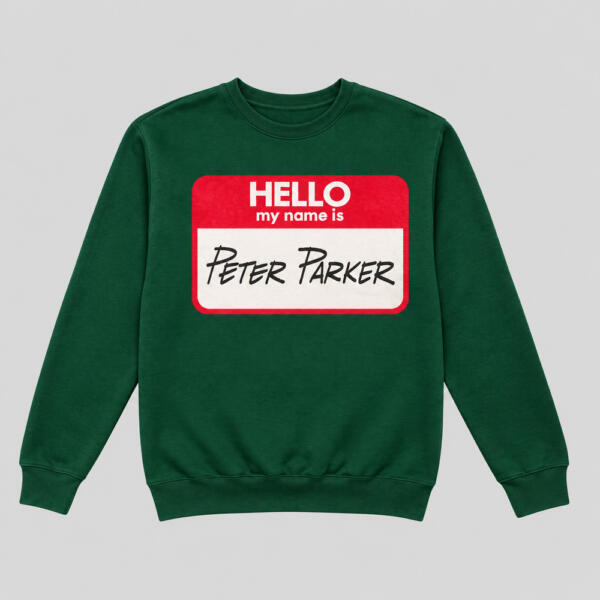 Hello My Name Is Peter Parker Sweatshirt Bottle Green