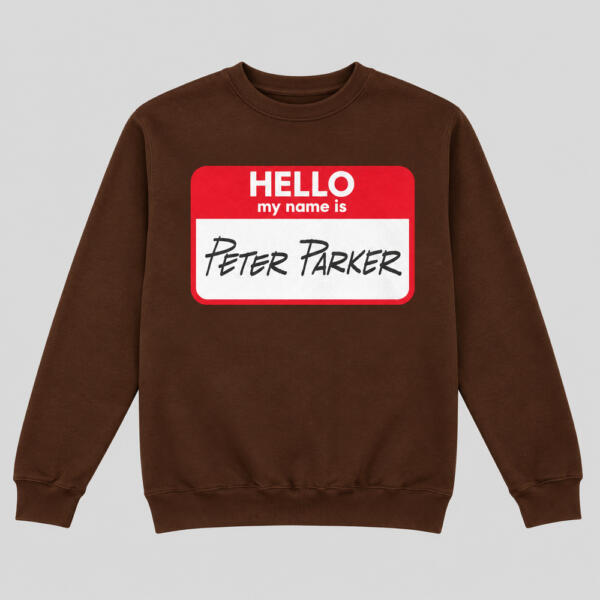 Hello My Name Is Peter Parker Sweatshirt Chocolate Brown