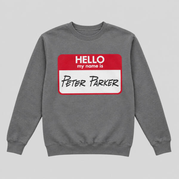 Hello My Name Is Peter Parker Sweatshirt Grey