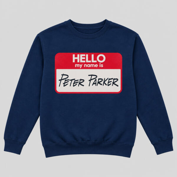 Hello My Name Is Peter Parker Sweatshirt Navy Blue