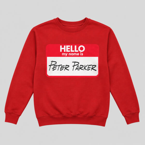 Hello My Name Is Peter Parker Sweatshirt Red
