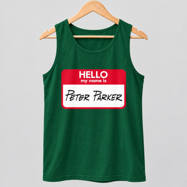Hello My Name Is Peter Parker Tank Top Bottle Green