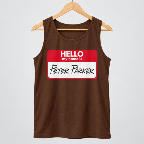 Hello My Name Is Peter Parker Tank Top Chocolate Brown