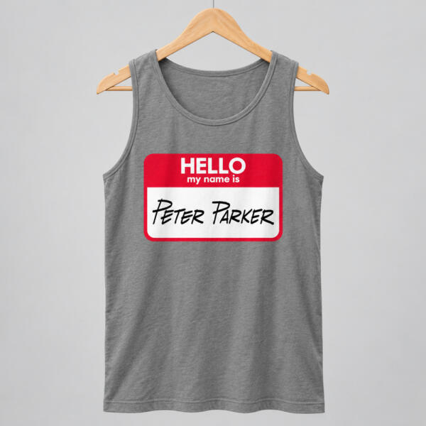 Hello My Name Is Peter Parker Tank Top Grey