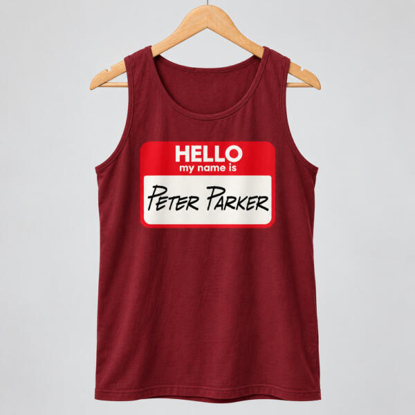 Hello My Name Is Peter Parker Tank Top Maroon