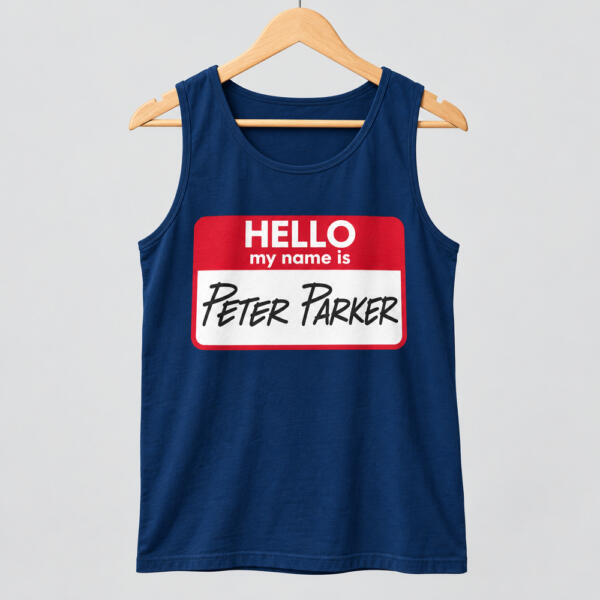 Hello My Name Is Peter Parker Tank Top Navy Blue