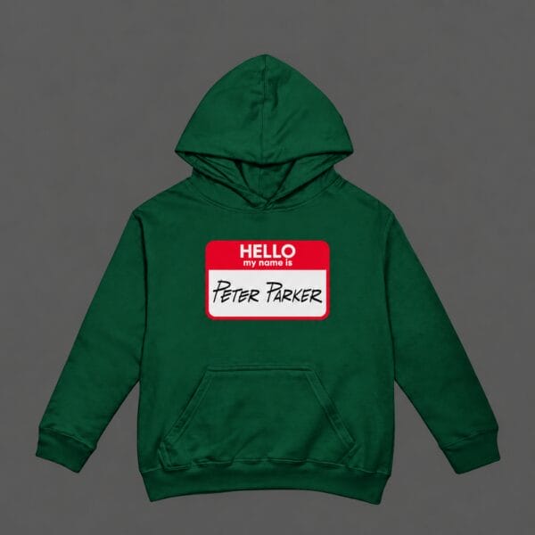 Hello Peter Parker Hoodie Bottle Green