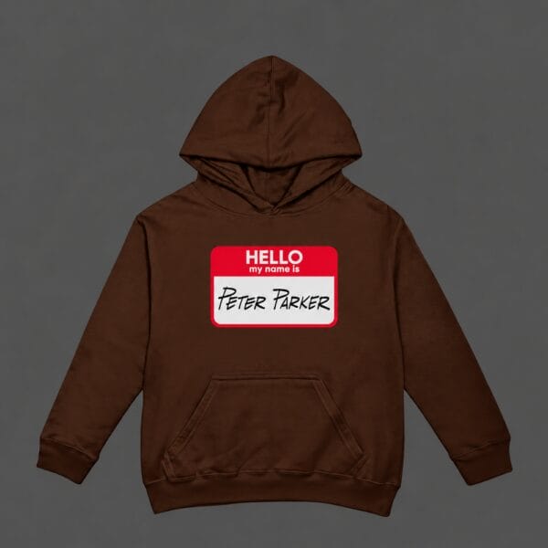 Hello Peter Parker Hoodie Chocolate Brown