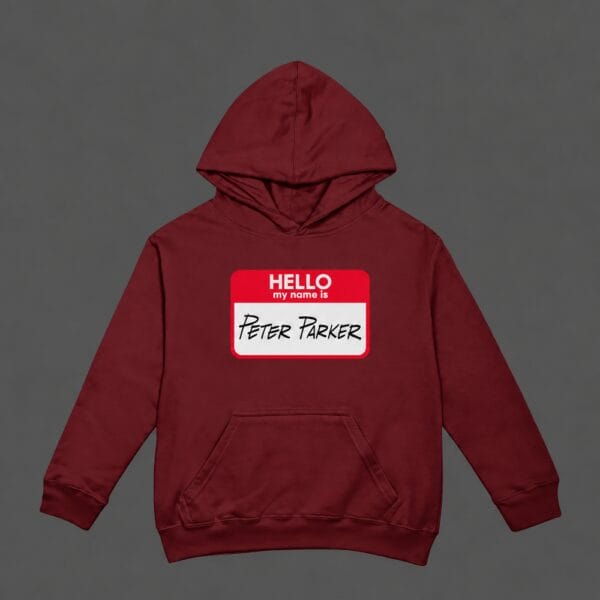 Hello Peter Parker Hoodie Maroon