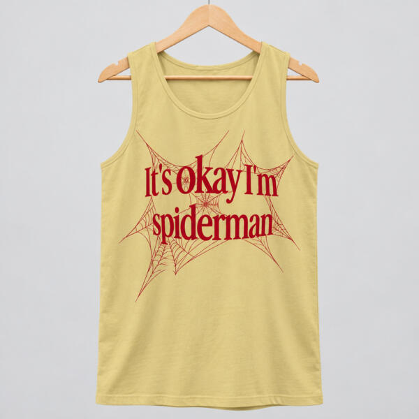 It's Okay I'm Spiderman Tank Top Beige