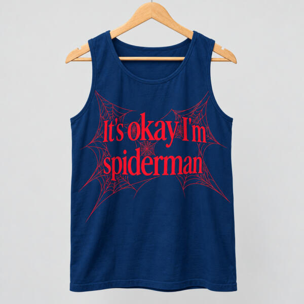 It's Okay I'm Spiderman Tank Top Navy Blue
