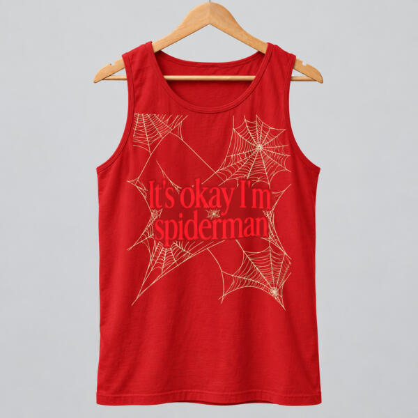 It's Okay I'm Spiderman Tank Top Red