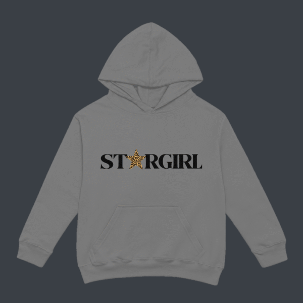 Leopard Star Girl Hoodie Grey