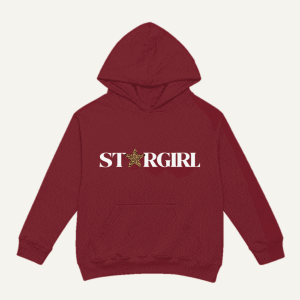Leopard Star Girl Hoodie Maroon