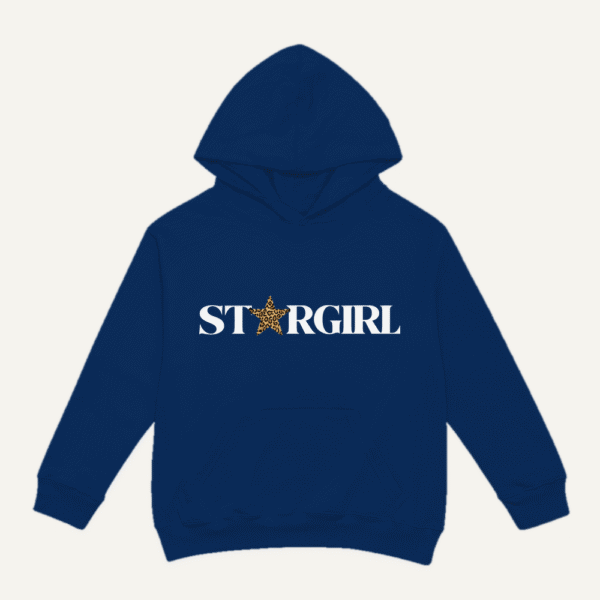 Leopard Star Girl Hoodie Navy Blue