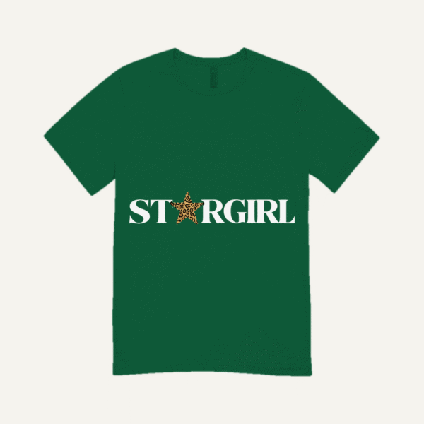 Leopard Star Girl T-shirt Bottle Green