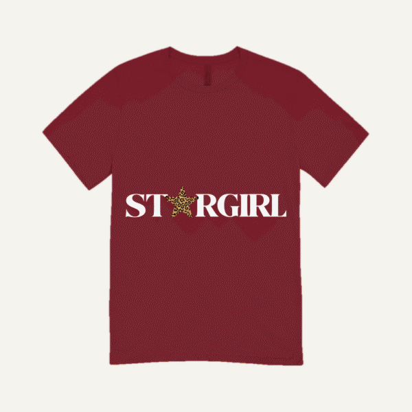 Leopard Star Girl T-shirt Maroon