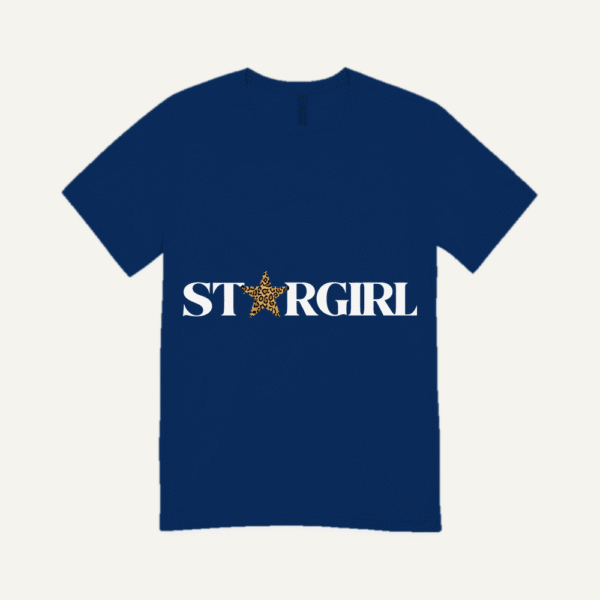 Leopard Star Girl T-shirt Navy Blue