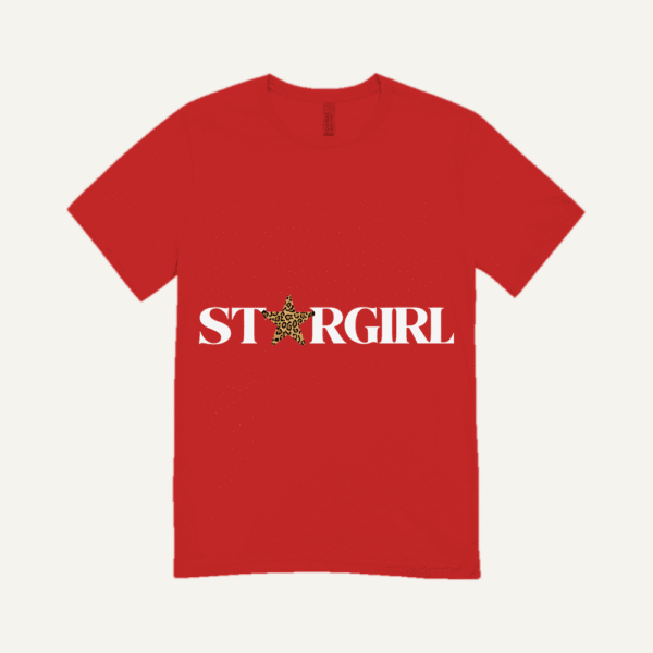 Leopard Star Girl T-shirt Red