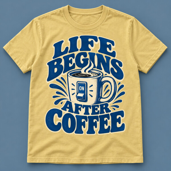 Life Begins After Coffee T-shirt Beige