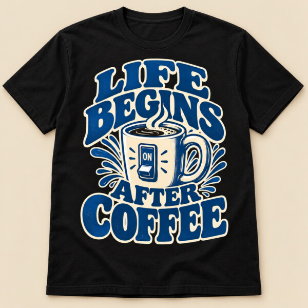 Life Begins After Coffee T-shirt Black