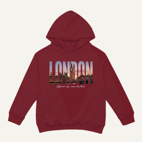 London Skyline Hoodie Maroon