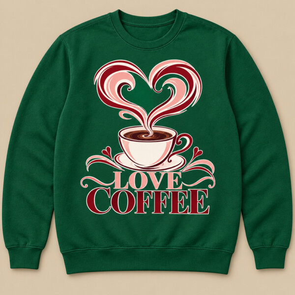 Love Coffee Sweatshirt Bottle Green