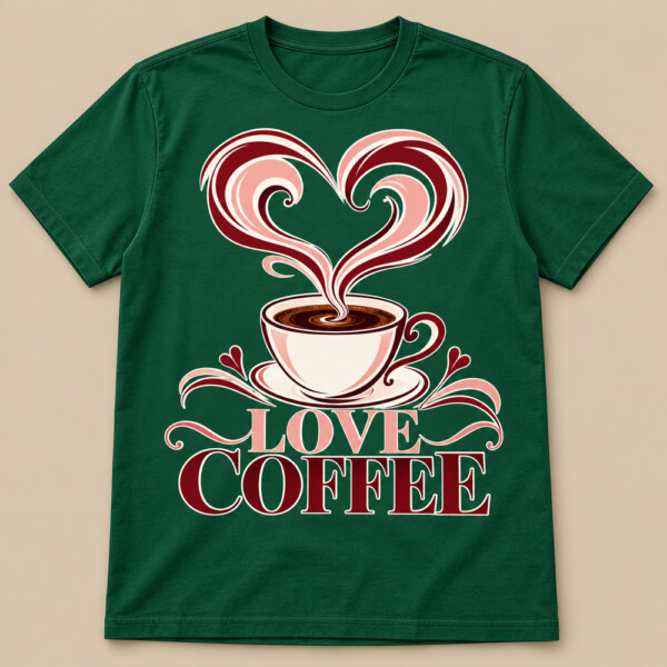 Love Coffee T-shirt Bottle Green