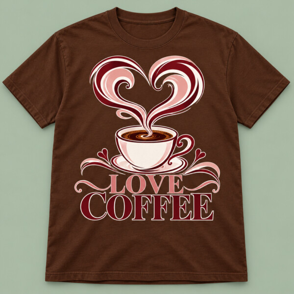 Love Coffee T-shirt Chocolate Brown