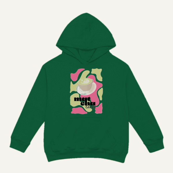 Matcha Love Collage Hoodie Bottle Green