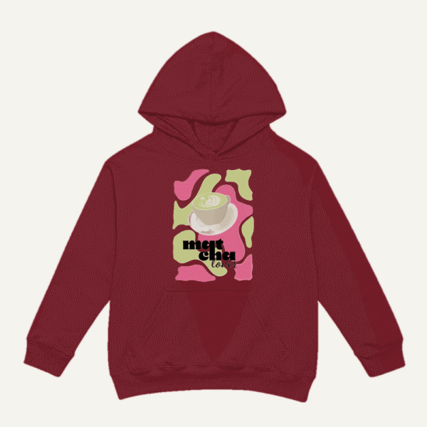 Matcha Love Collage Hoodie Maroon