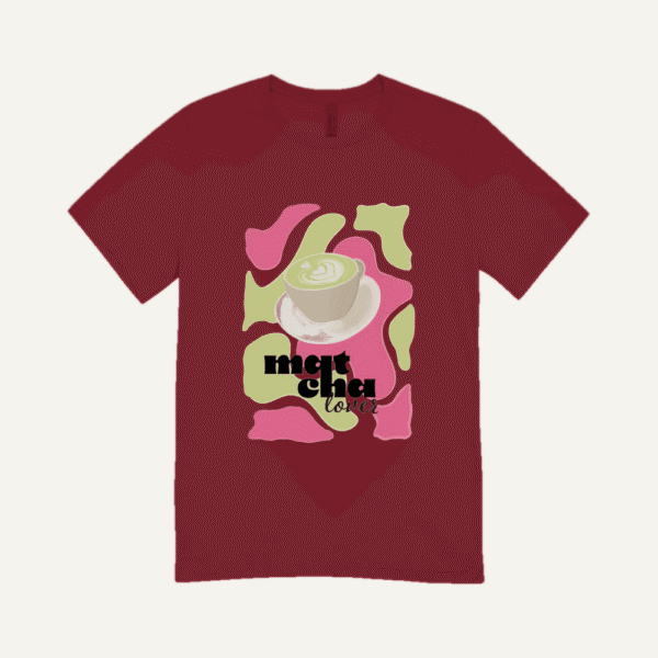 Matcha Love Collage T-shirt Maroon