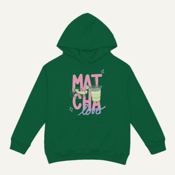 Matcha Love Cups Hoodie Bottle Green