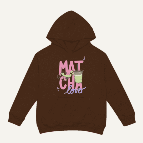 Matcha Love Cups Hoodie Chocolate Brown