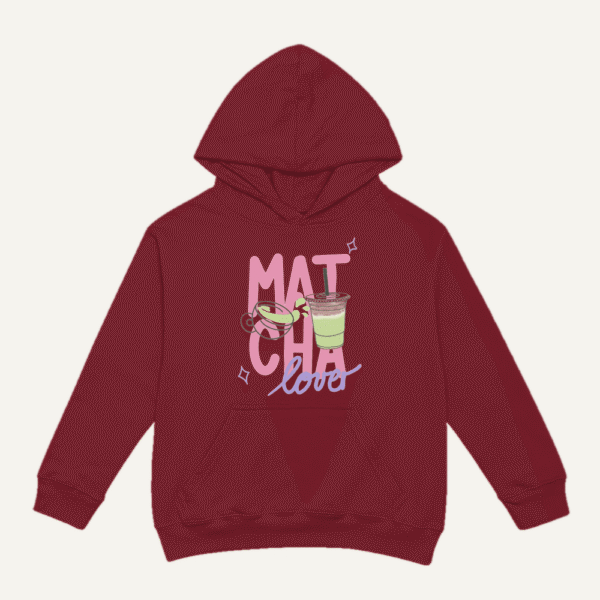 Matcha Love Cups Hoodie Maroon