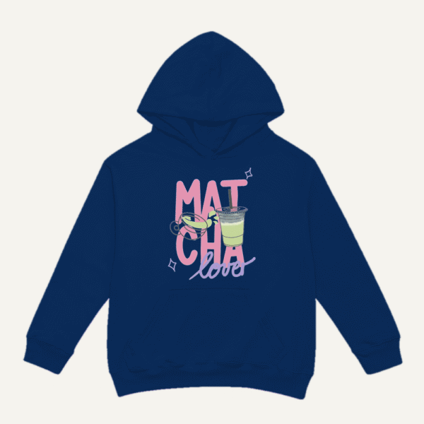 Matcha Love Cups Hoodie Navy Blue