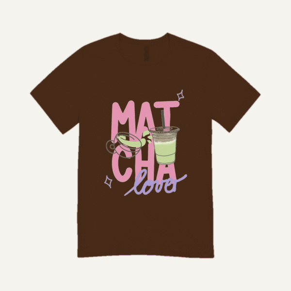 Matcha Love Cups T-shirt Chocolate Brown