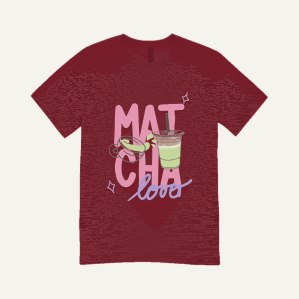 Matcha Love Cups T-shirt Maroon