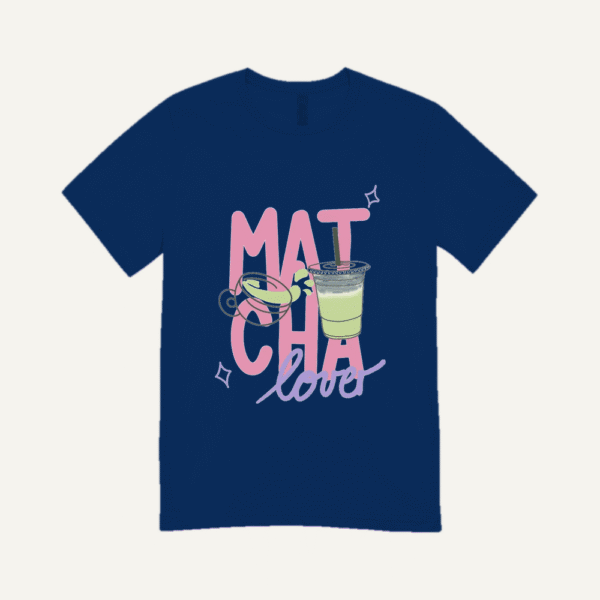 Matcha Love Cups T-shirt Navy Blue