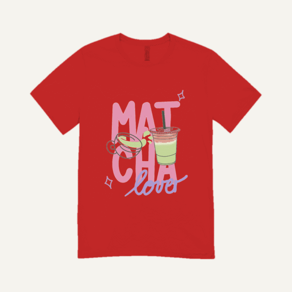 Matcha Love Cups T-shirt Red
