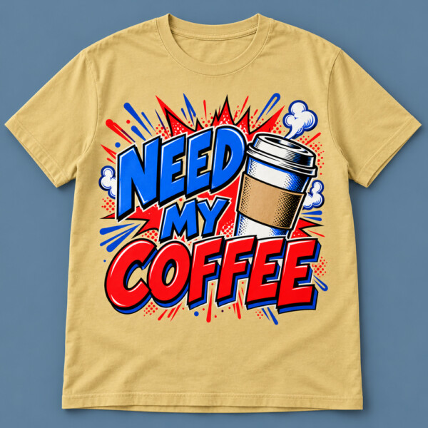 Need My Coffee T-shirt Beige