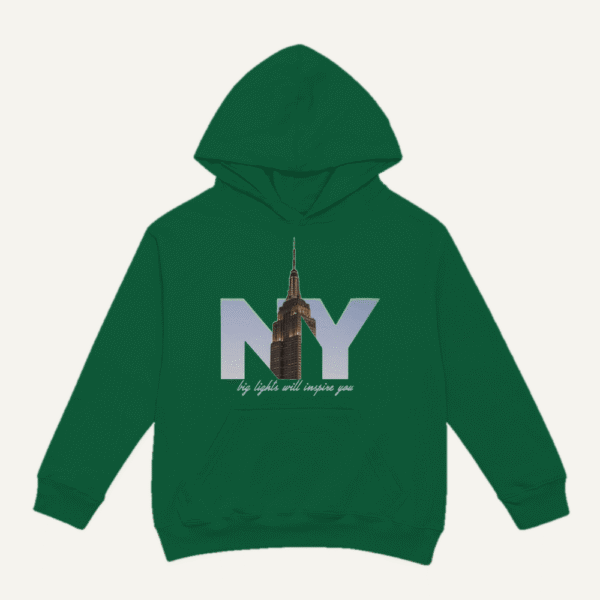 New York Skyline Hoodie Bottle Green