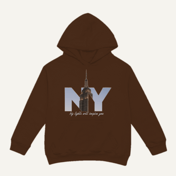 New York Skyline Hoodie Chocolate Brown