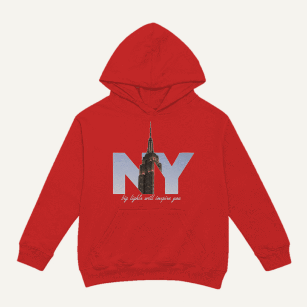 New York Skyline Hoodie Red